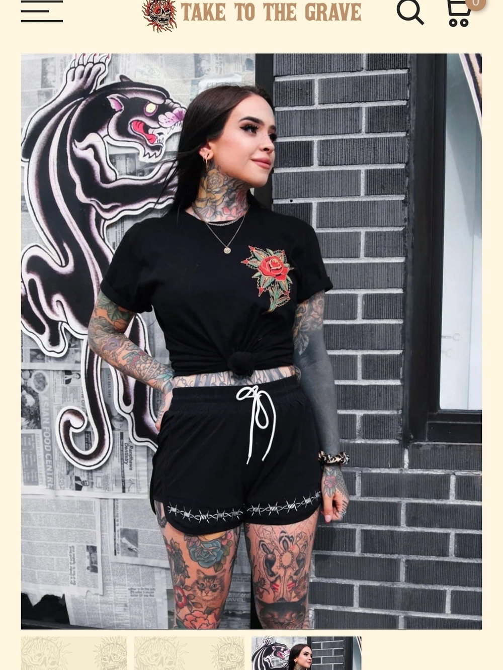 Black Women's Booty Shorts with Barbed Wire Trim